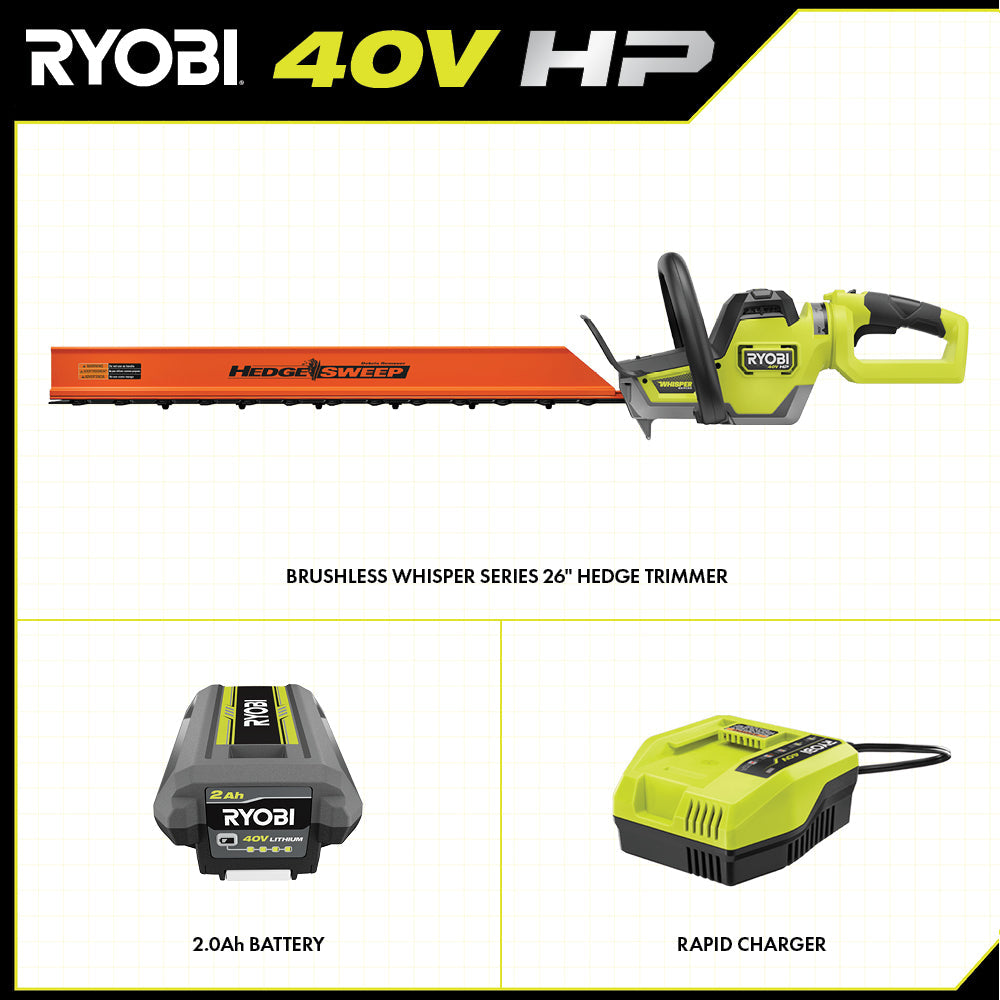 40V HP BRUSHLESS WHISPER SERIES 26" HEDGE TRIMMER KIT Image 3